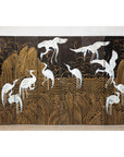 Vintage Coromandel Screen with White Cranes, Gold Accents, and Black Lacquer