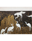 Vintage Coromandel Screen with White Cranes, Gold Accents, and Black Lacquer