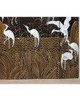 Vintage Coromandel Screen with White Cranes, Gold Accents, and Black Lacquer