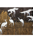 Vintage Coromandel Screen with White Cranes, Gold Accents, and Black Lacquer