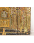 Renaissance-Inspired 4-Panel Gilded Screen with Raised Architectural Design