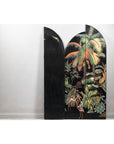 Vintage Four-Panel Screen with Curved Design and Raised Bird Decor