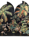 Vintage Four-Panel Screen with Curved Design and Raised Bird Decor