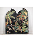 Vintage Four-Panel Screen with Curved Design and Raised Bird Decor