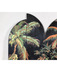 Vintage Four-Panel Screen with Curved Design and Raised Bird Decor