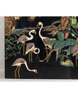 Vintage Four-Panel Screen with Curved Design and Raised Bird Decor