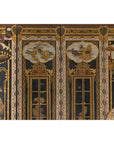 Late Qing Lacquered Six-Panel Screen with Gilded Figures and Scenic Motifs