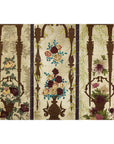 Vintage Chinoiserie Hand-Painted Floral Four-Panel Folding Screen Divider
