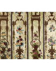 Vintage Chinoiserie Hand-Painted Floral Four-Panel Folding Screen Divider