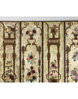 Vintage Chinoiserie Hand-Painted Floral Four-Panel Folding Screen Divider