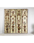 Vintage Chinoiserie Hand-Painted Floral Four-Panel Folding Screen Divider