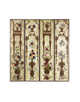 Vintage Chinoiserie Hand-Painted Floral Four-Panel Folding Screen Divider