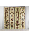 Vintage Chinoiserie Hand-Painted Floral Four-Panel Folding Screen Divider