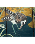 Vintage Chinoiserie Six-Panel Decorative Screen with Birds and Gilded Landscape