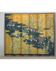 Vintage Chinoiserie Six-Panel Decorative Screen with Birds and Gilded Landscape