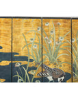 Vintage Chinoiserie Six-Panel Decorative Screen with Birds and Gilded Landscape