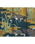 Vintage Chinoiserie Six-Panel Decorative Screen with Birds and Gilded Landscape