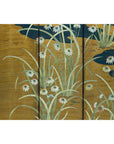 Vintage Chinoiserie Six-Panel Decorative Screen with Birds and Gilded Landscape