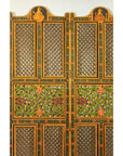 Mid-Century Fretwork Screen with Hand-Painted Details and Bold Colors