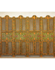 Mid-Century Fretwork Screen with Hand-Painted Details and Bold Colors