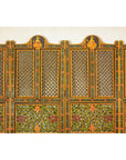 Mid-Century Fretwork Screen with Hand-Painted Details and Bold Colors
