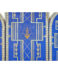 Art Deco Revival Folding Screen with Gilded Gazelles on Cobalt Blue Panels