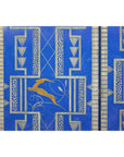 Art Deco Revival Folding Screen with Gilded Gazelles on Cobalt Blue Panels