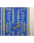 Art Deco Revival Folding Screen with Gilded Gazelles on Cobalt Blue Panels