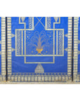 Art Deco Revival Folding Screen with Gilded Gazelles on Cobalt Blue Panels