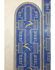 Art Deco Revival Folding Screen with Gilded Gazelles on Cobalt Blue Panels