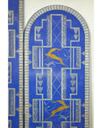 Art Deco Revival Folding Screen with Gilded Gazelles on Cobalt Blue Panels
