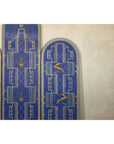 Art Deco Revival Folding Screen with Gilded Gazelles on Cobalt Blue Panels