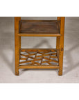 Three-Tier Accent Table with Geometric Shelf