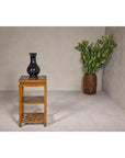 Three-Tier Accent Table with Geometric Shelf