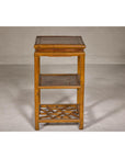 Three-Tier Accent Table with Geometric Shelf