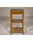 Three-Tier Accent Table with Geometric Shelf