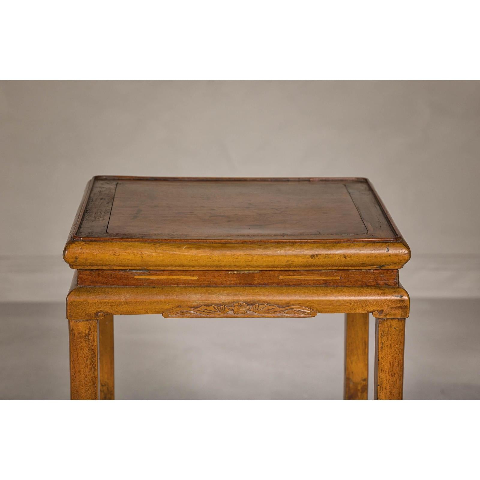 Three-Tier Accent Table with Geometric Shelf