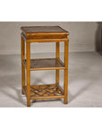 Three-Tier Accent Table with Geometric Shelf