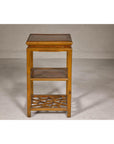 Three-Tier Accent Table with Geometric Shelf