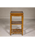 Three-Tier Accent Table with Geometric Shelf