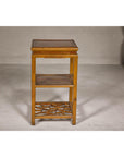 Three-Tier Accent Table with Geometric Shelf