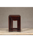 Set of Five Small Size Rosewood Nesting Tables with Humpback Stretchers