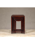 Set of Five Small Size Rosewood Nesting Tables with Humpback Stretchers