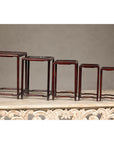 Set of Five Small Size Rosewood Nesting Tables with Humpback Stretchers