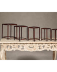 Set of Five Small Size Rosewood Nesting Tables with Humpback Stretchers