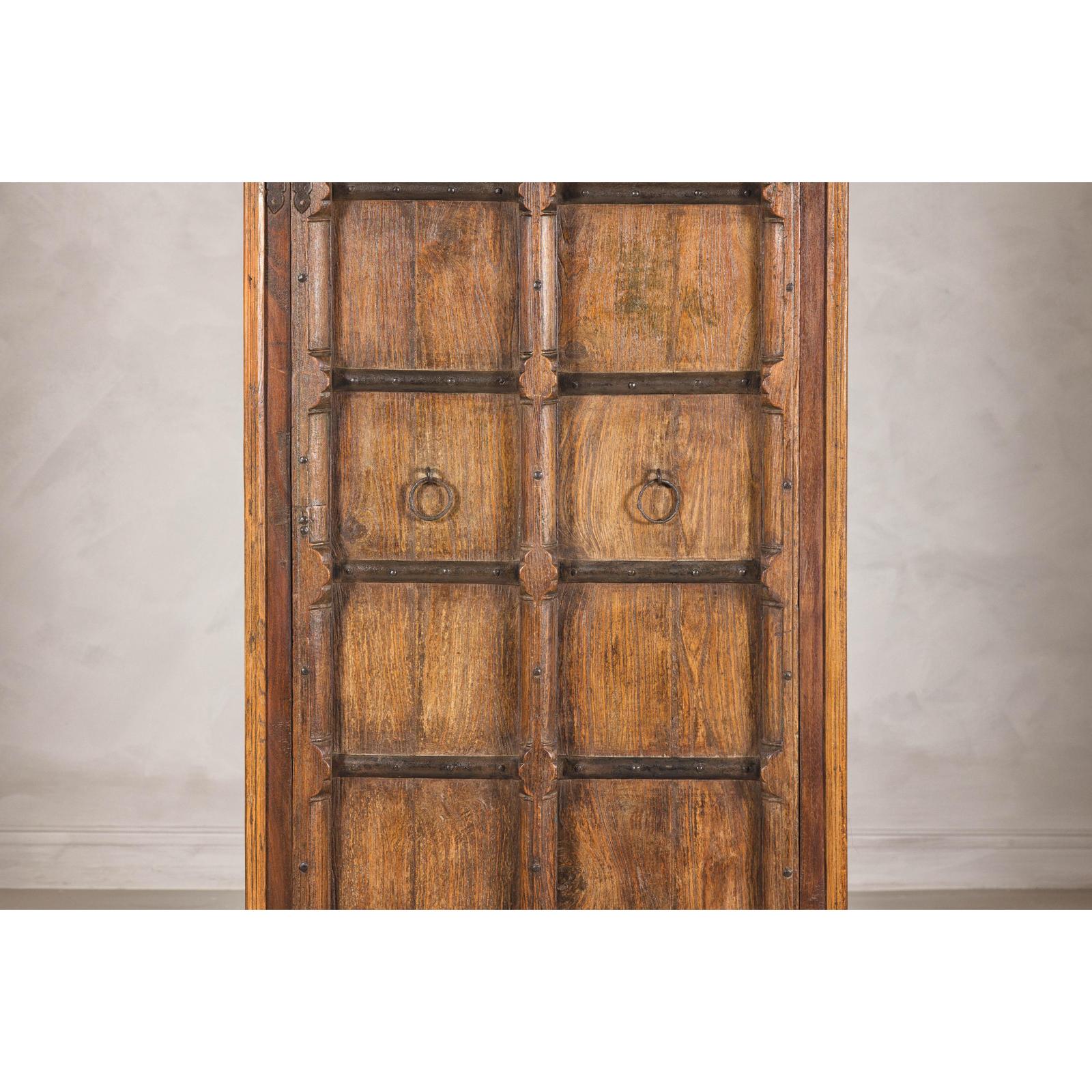 Early 20th Century Hardwood Cabinet with Iron Accents and Rustic Charm