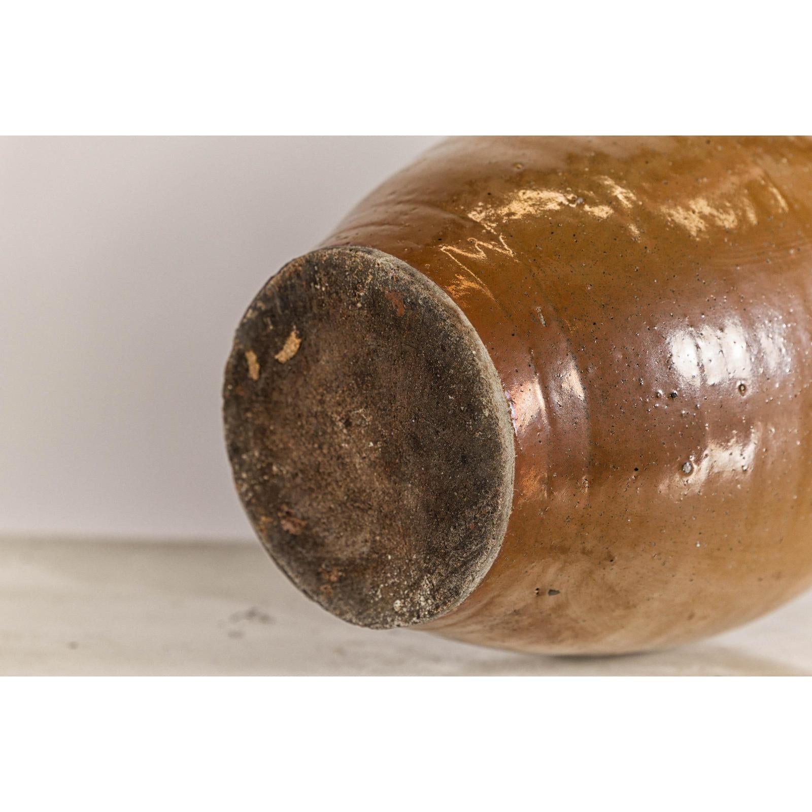 Antique Japanese Meiji Period Brown Monochrome Jar, 19th Century Collectible