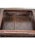 Old Chinese Lacquered Fabric over Wood Box with Calligraphy and Iron Braces