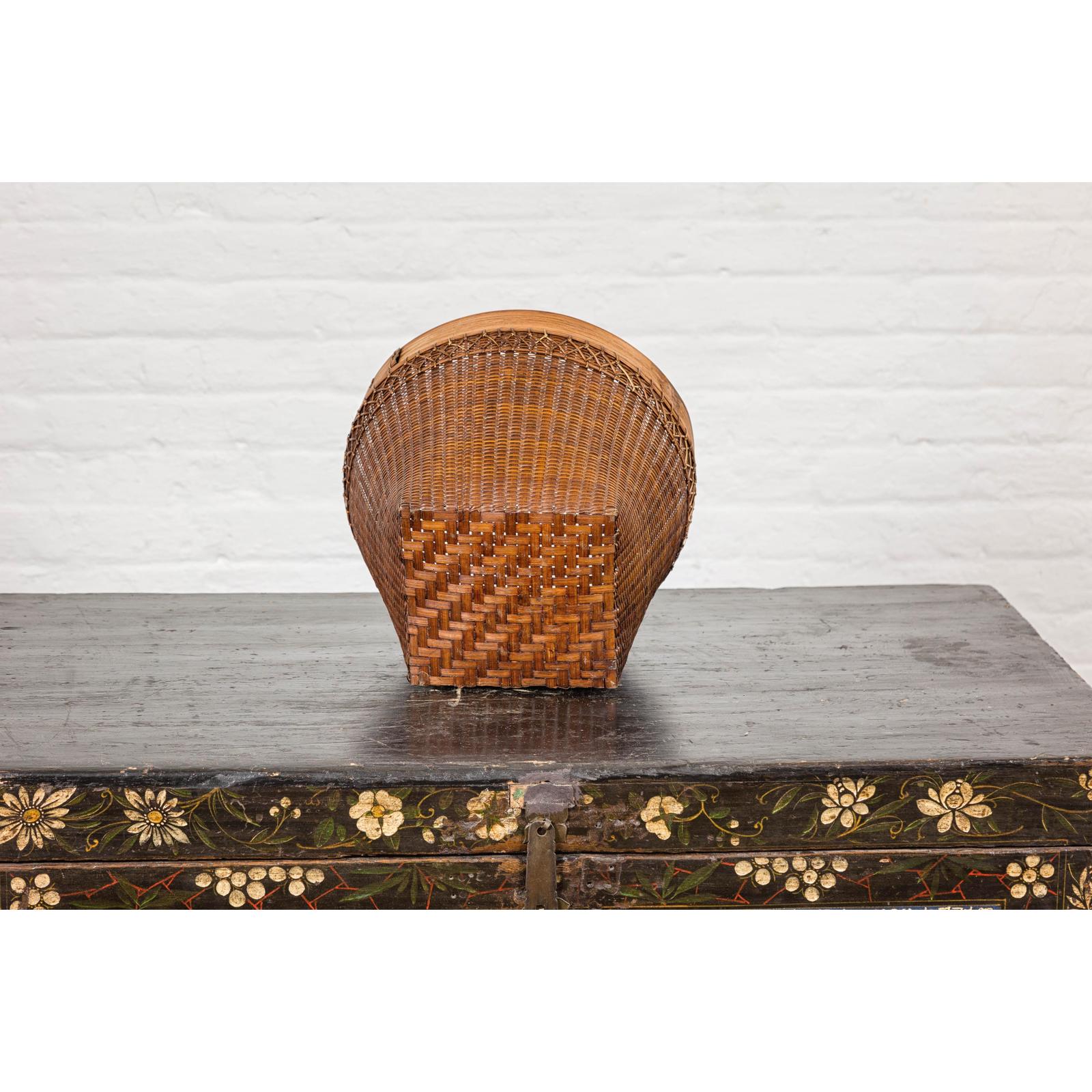 Vintage Hand Woven Rattan &amp; Bamboo Basket, Sold Each