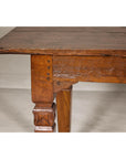 Wooden Dining Room Table with Lotiform Capitals and Custom Satin Finish